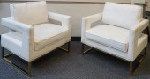 PAIR MODERNIST WHITE VINYL CLU
