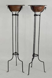 PAIR MODERNIST WROUGHT IRON ST