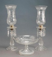PAIR MOLDED GLASS BASE ETCHED