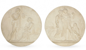 PAIR MOLDED PLASTER RELIEF PLA
