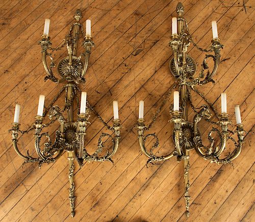 PAIR MONUMENTAL BRONZE BAROQUE