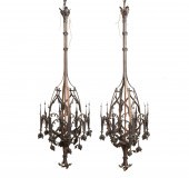 PAIR MONUMENTAL BRONZE & IRON