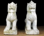 PAIR MONUMENTAL CARVED MARBLE