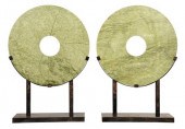 PAIR MONUMENTAL STONE BI DISCS
