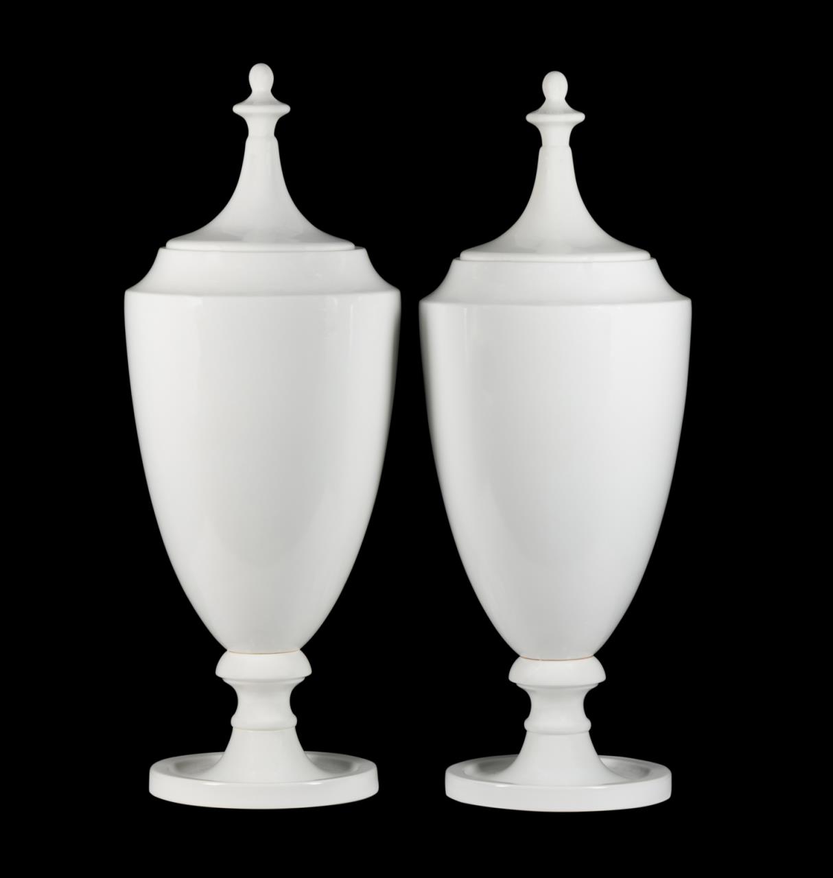 PAIR MONUMENTAL WHITE CERAMIC