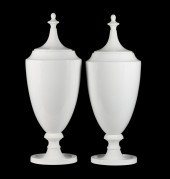 PAIR MONUMENTAL WHITE CERAMIC