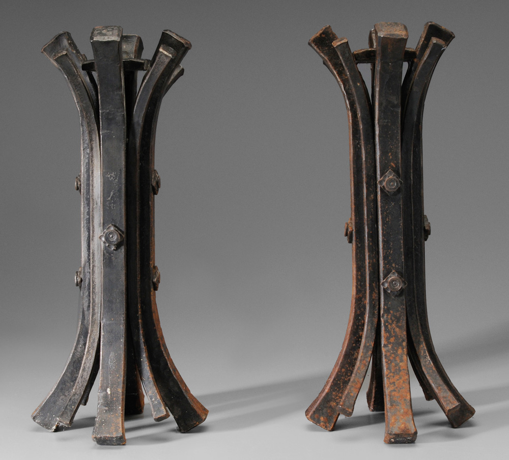 Pair Monumental Wrought Iron Candl