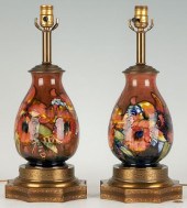 PAIR MOORCROFT FLAMBE ORCHID V
