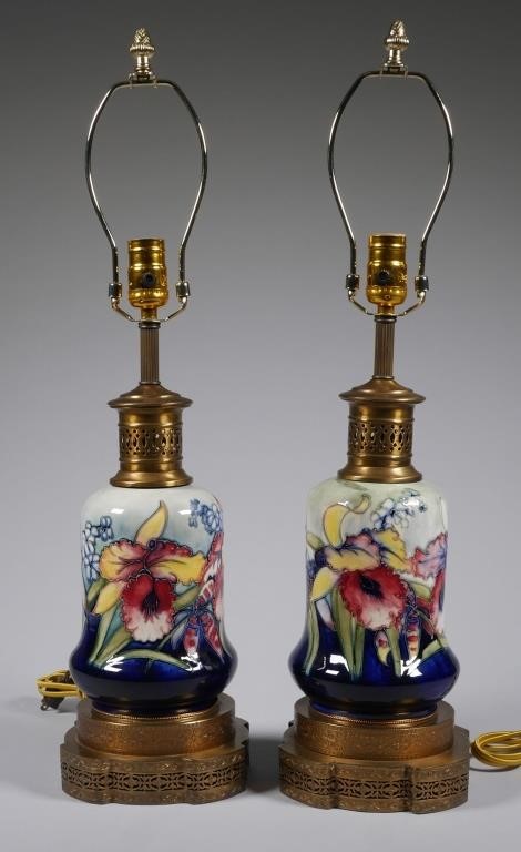 PAIR MOORCROFT FLORAL
