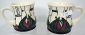 Pair Moorcroft Mugs decorated