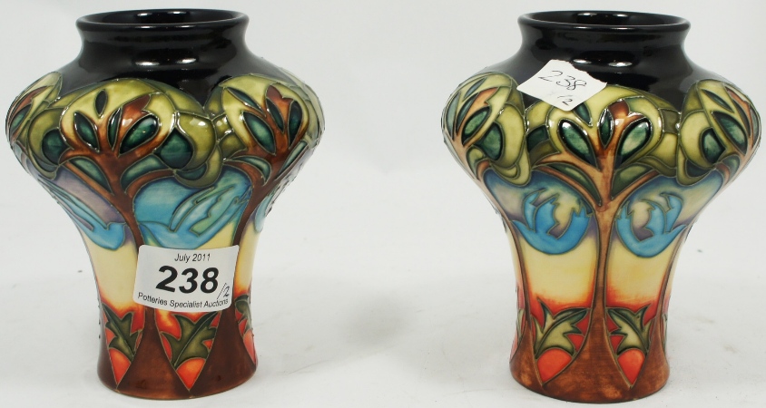 Pair Moorcroft Vases decorated in