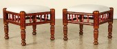 PAIR MOROCCAN PAINTED UPHOLSTE