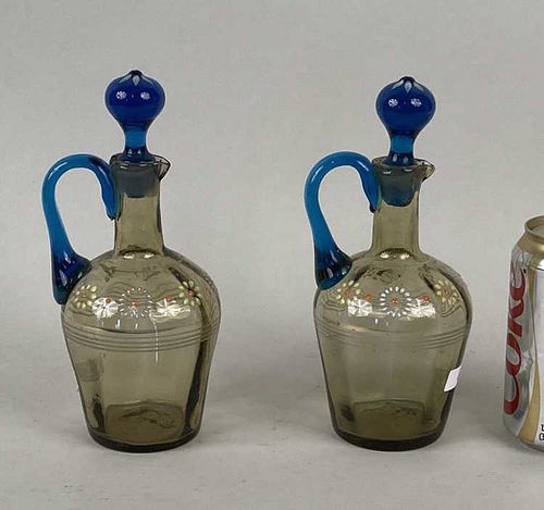 PAIR MOSER ENAMELED GLASS