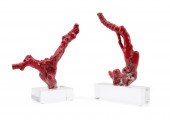 PAIR MOUNTED RED CORAL SPECIME