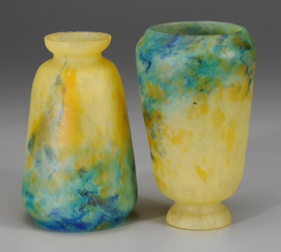 Pair Muller Freres art glass