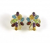 PAIR MULTI-COLOR GEMSTONE CLUS