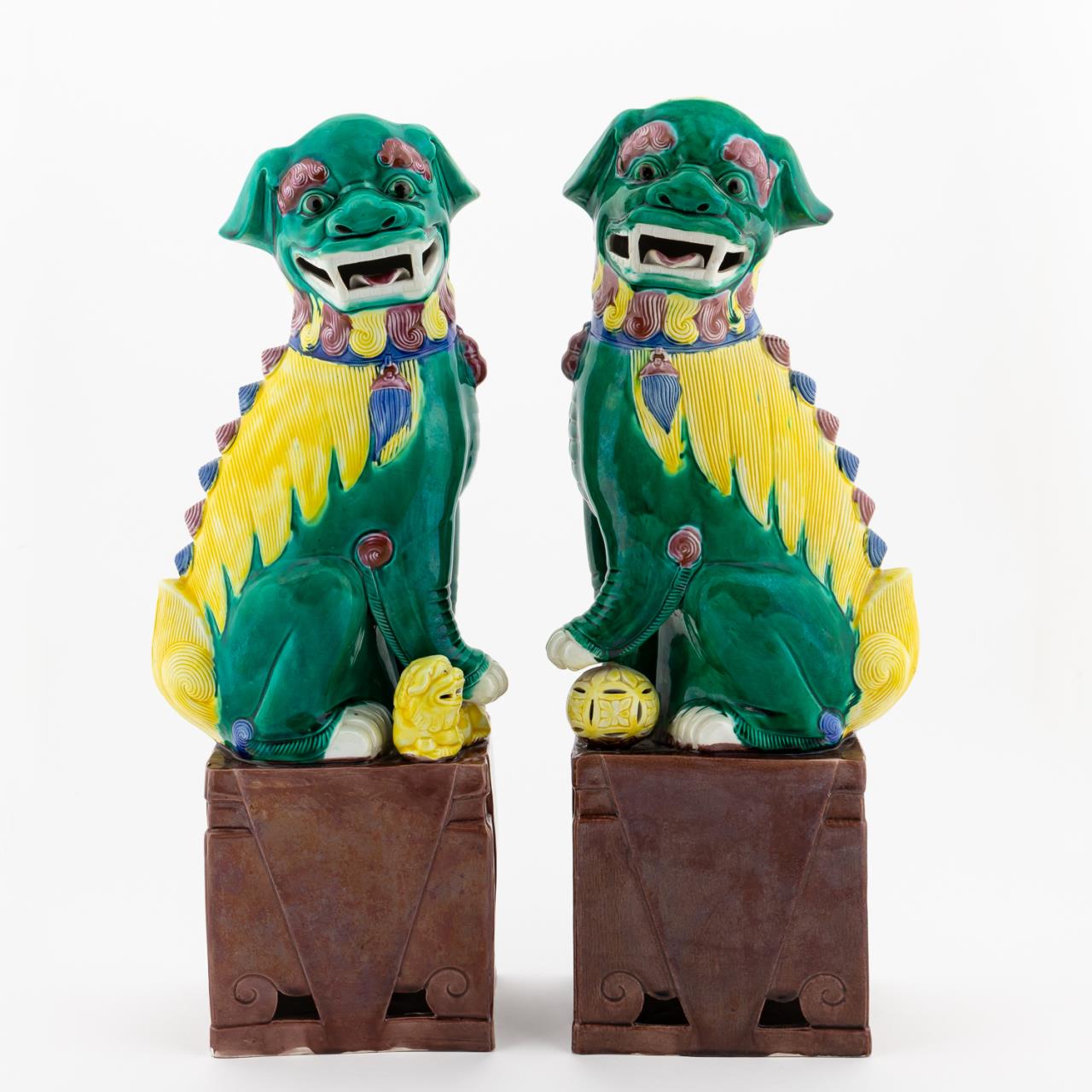 PAIR, MULTI-COLOR GLAZED