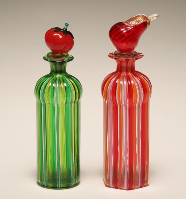 Pair Murano art glass a canne