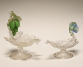 Pair Murano art glass nut dish