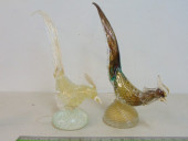 PAIR MURANO ART GLASS ROOSTERS