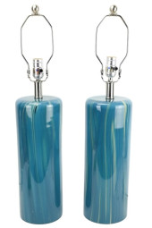 PAIR MURANO CYLINDER TABLE LAM