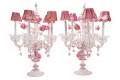 PAIR MURANO GLASS PINK FIVE LI