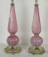 PAIR MURANO GLASS TABLE LAMPS