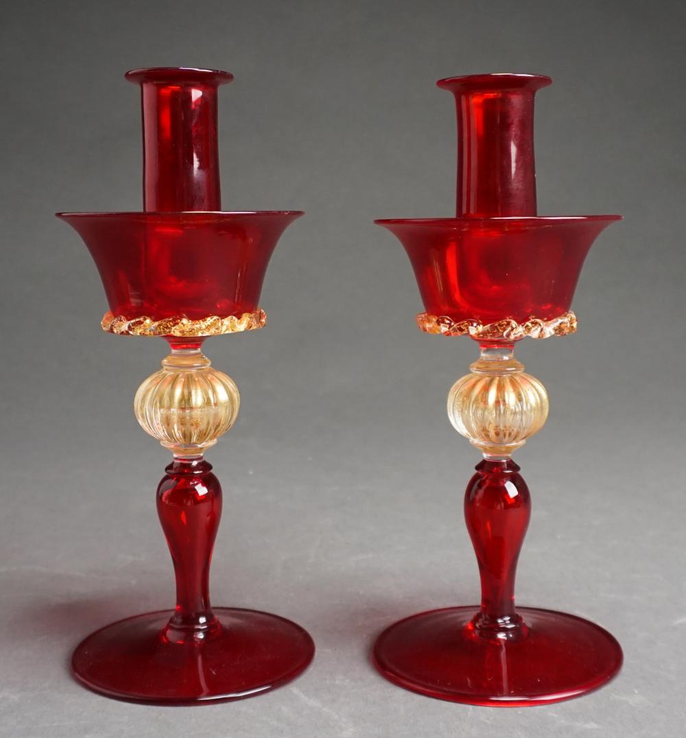 PAIR MURANO PARTIAL GILT