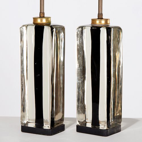 PAIR MURANO SOMMERSO GLASS BLOCK