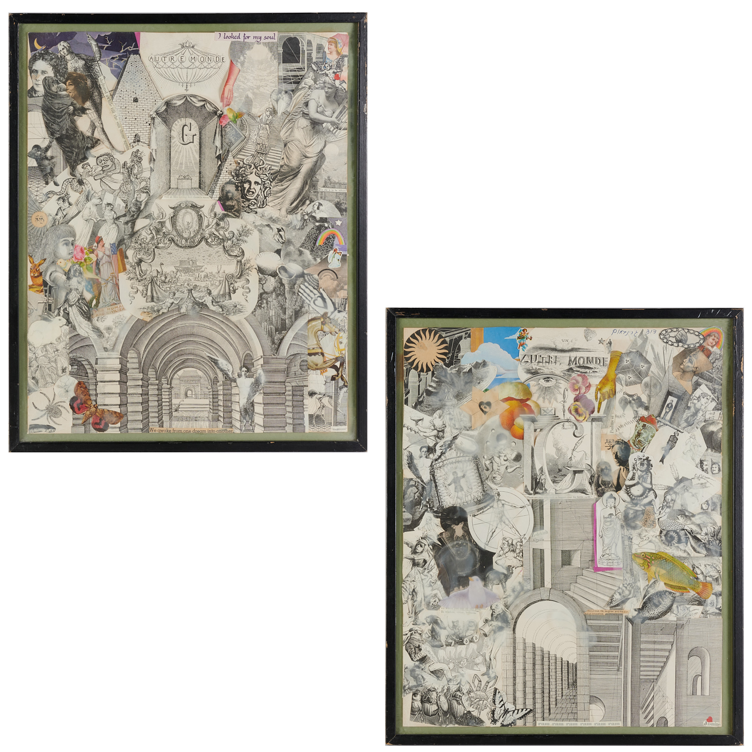 PAIR MYSTICAL OUTSIDER COLLAGES