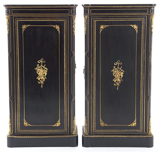 Pair Napoleon III brass-inlaid