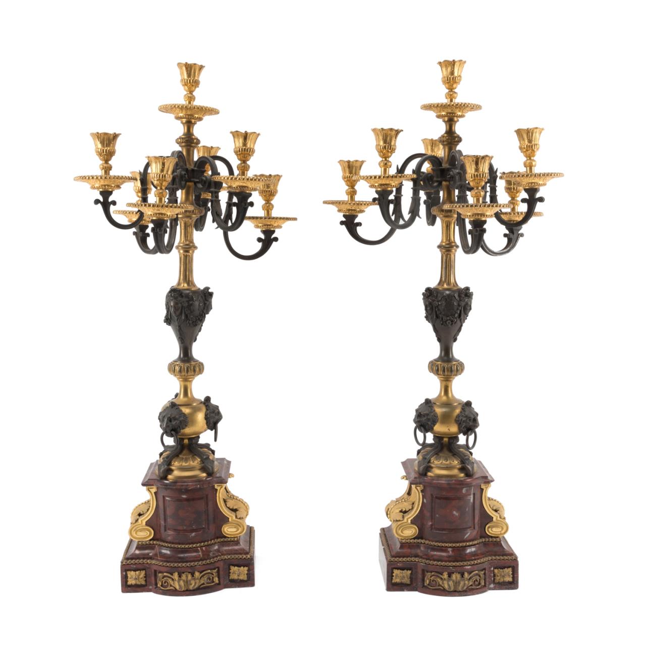 PAIR NAPOLEON III BRONZE & ROUGE