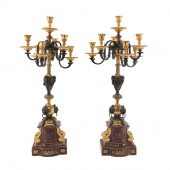 PAIR NAPOLEON III BRONZE & ROU