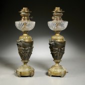 PAIR NAPOLEON III BRONZE FLUID