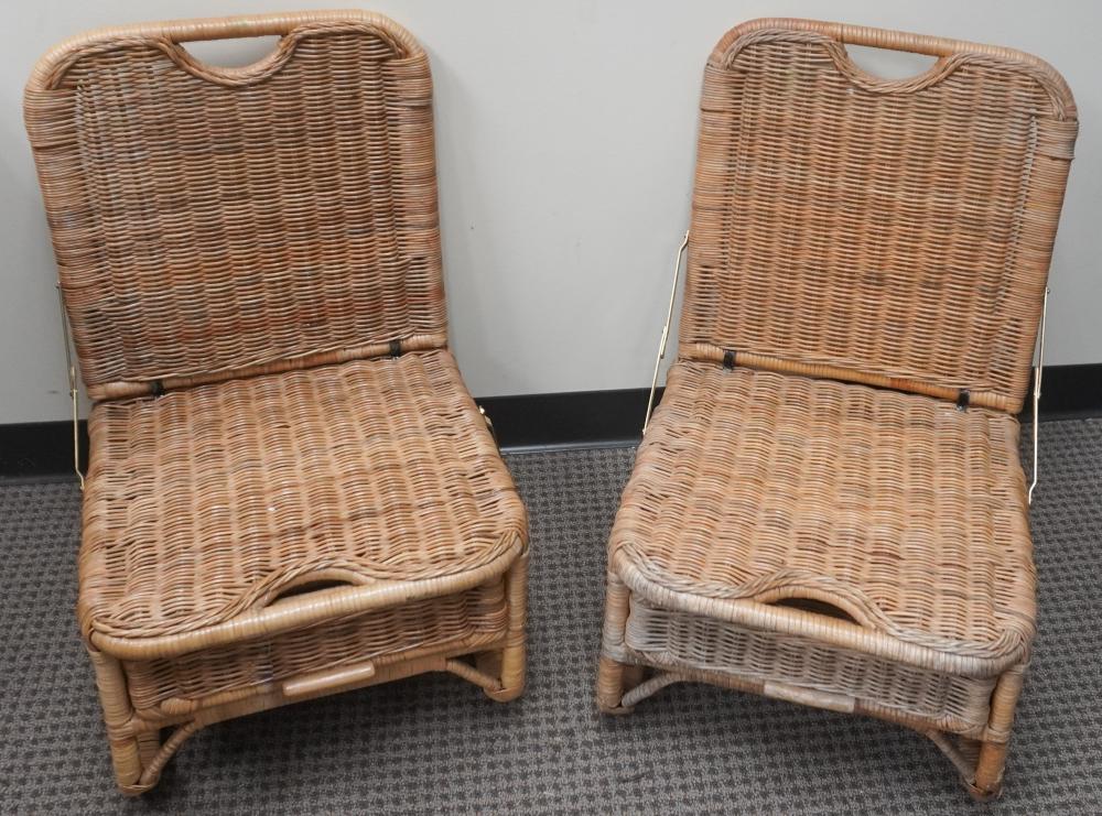 PAIR NATURAL STAINED WICKER FOLDING