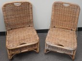 PAIR NATURAL STAINED WICKER FO