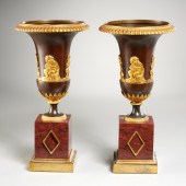 PAIR NEOCLASSICAL BRONZE URNS