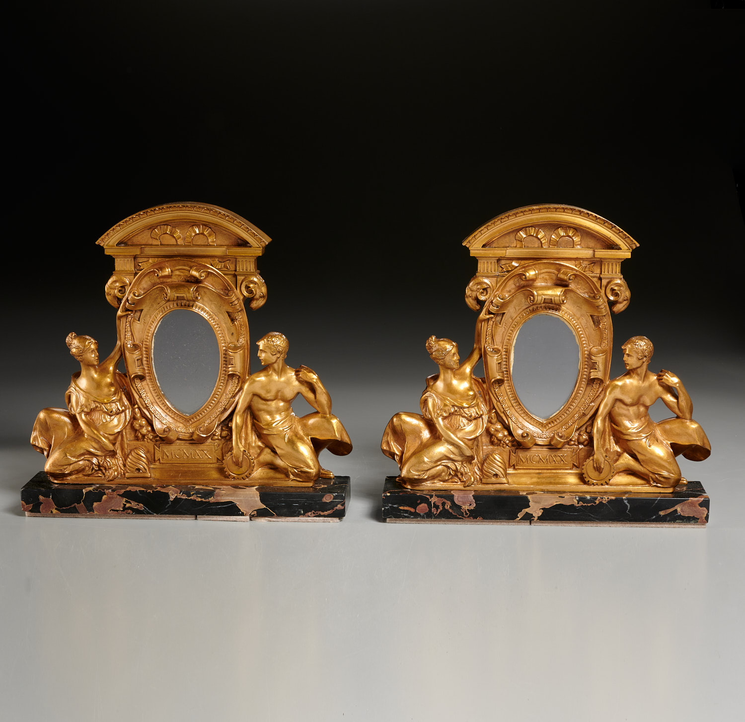 PAIR NEOCLASSICAL DORE BRONZE