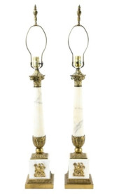 PAIR NEOCLASSICAL MARBLE BRASS