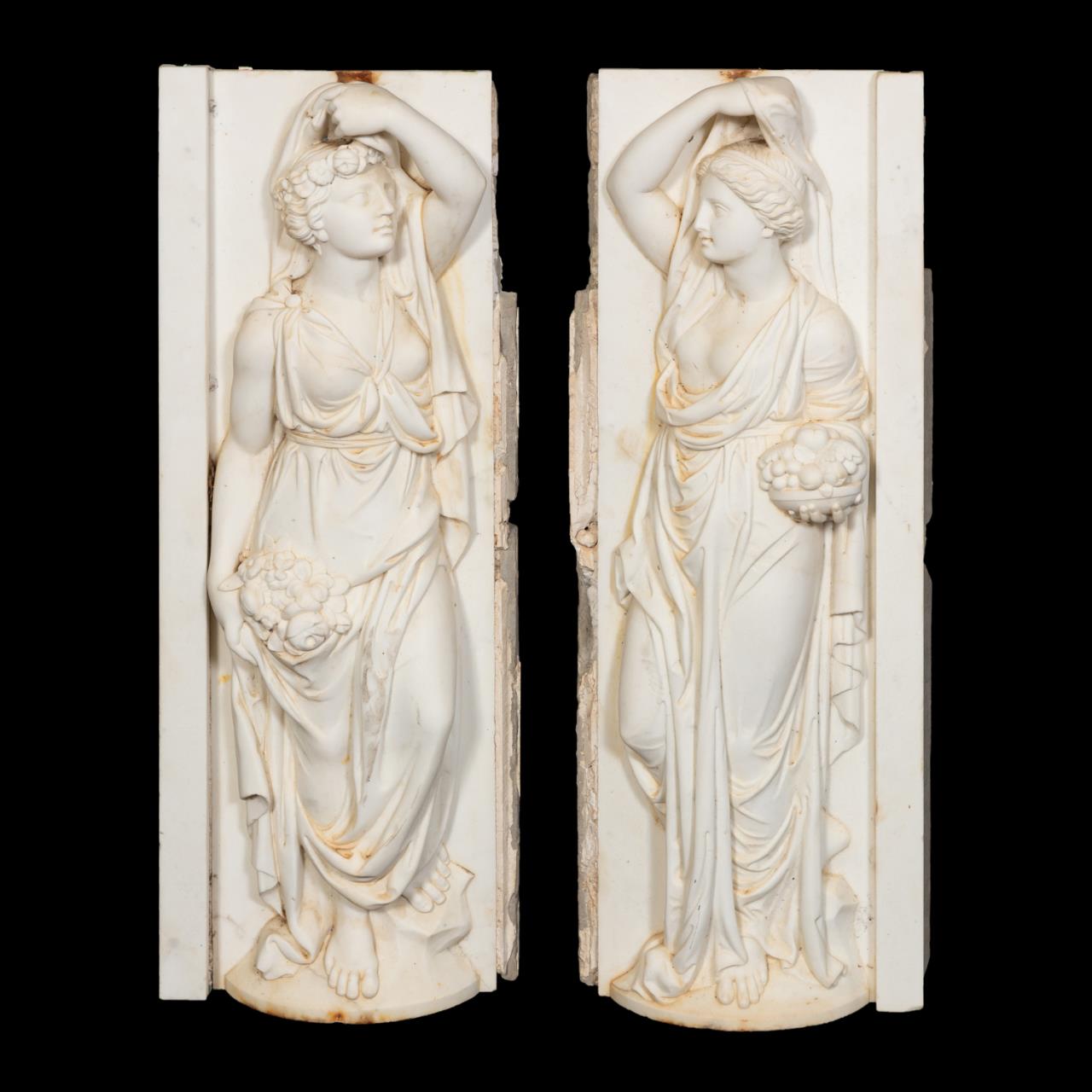 PAIR NEOCLASSICAL MARBLE FEMALE