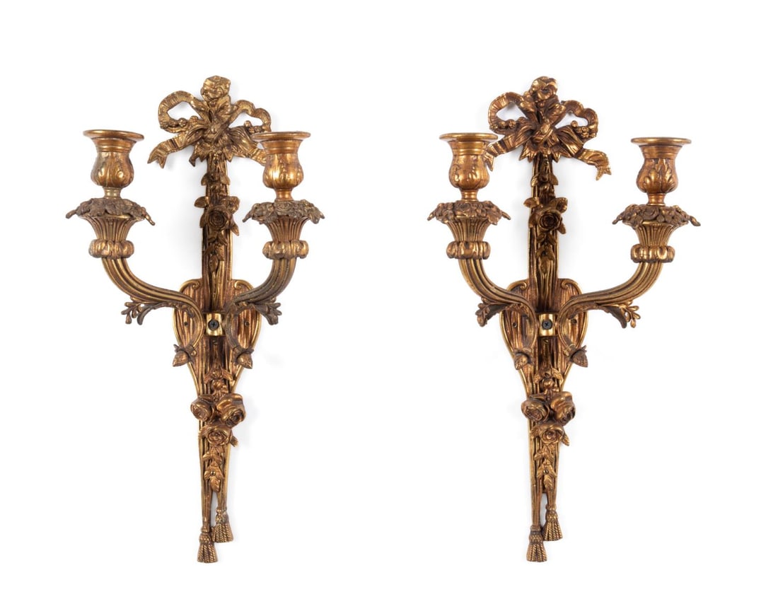 PAIR NEOCLASSICAL STYLE BRASS