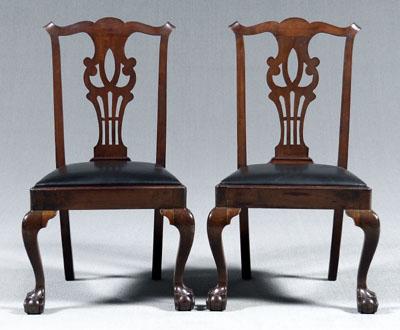 Pair New York Chippendale chairs:
