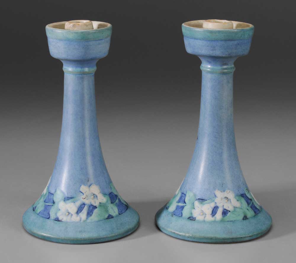 Pair Newcomb College Candlesticks