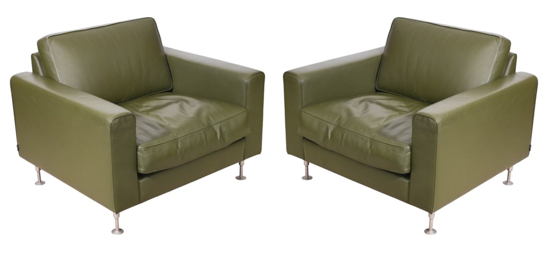 PAIR NIENKAMPER GREEN LEATHER