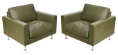 PAIR NIENKAMPER GREEN LEATHER