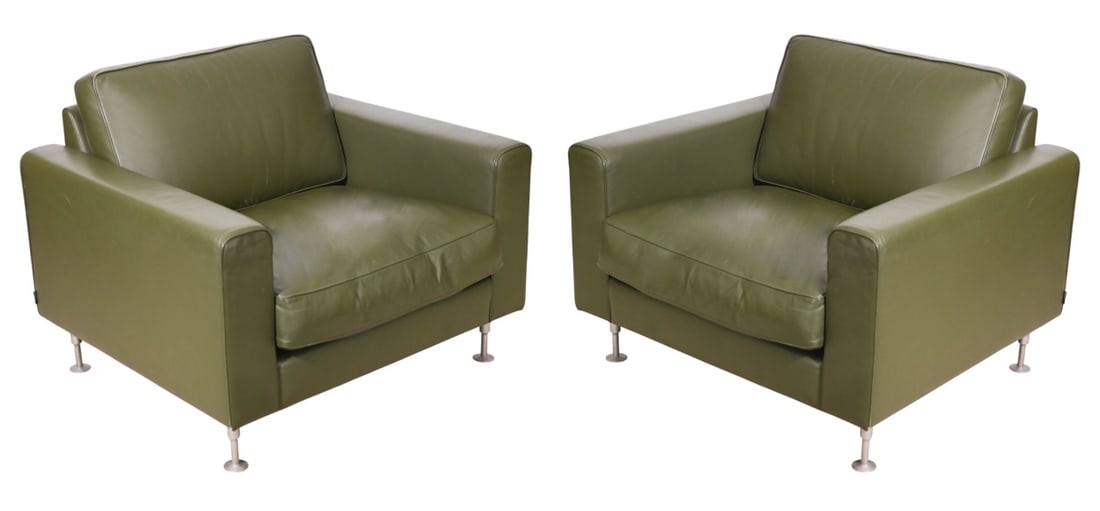 PAIR NIENKAMPER GREEN LEATHER