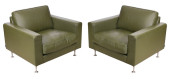 PAIR NIENKAMPER GREEN LEATHER