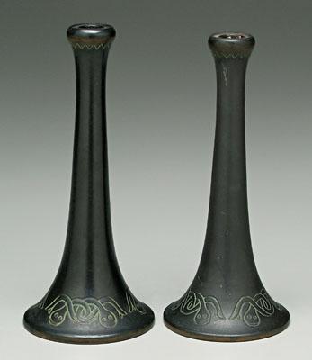 Pair Norse art pottery