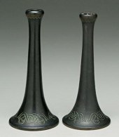 Pair Norse art pottery candles