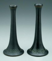 Pair Norse art pottery candles